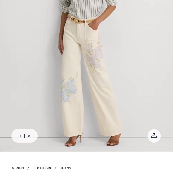 Lauren Ralph Lauren Pants - Lauren Ralph Lauren Cream Floral Wide Leg Pants